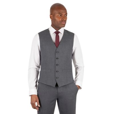 The Collection Grey tonal check 5 button front waistcoat